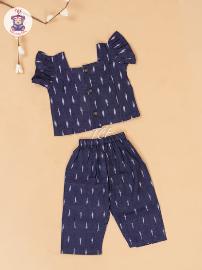 Purple - Girls Readymade Ikat Pyjama Sets