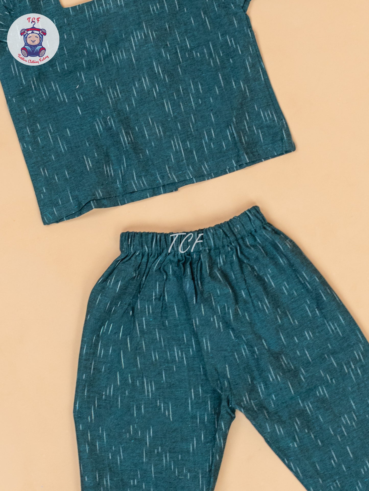 Teal Green - Girls Readymade Ikat Pyjama Sets