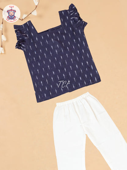 Purple & White - Girls Readymade Ikat Co-ords Sets