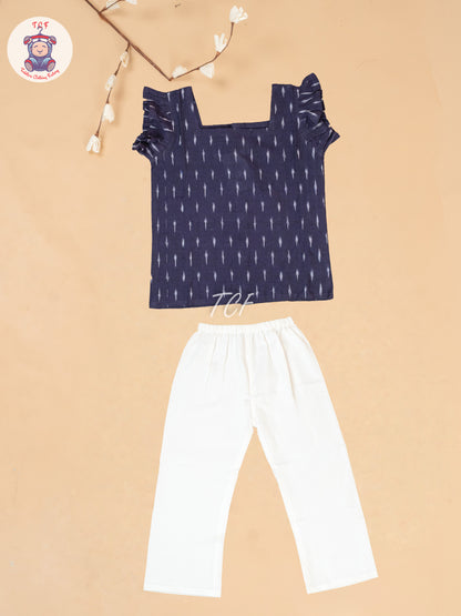 Purple & White - Girls Readymade Ikat Co-ords Sets