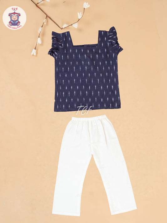 Purple & White - Girls Readymade Ikat Co-ords Sets