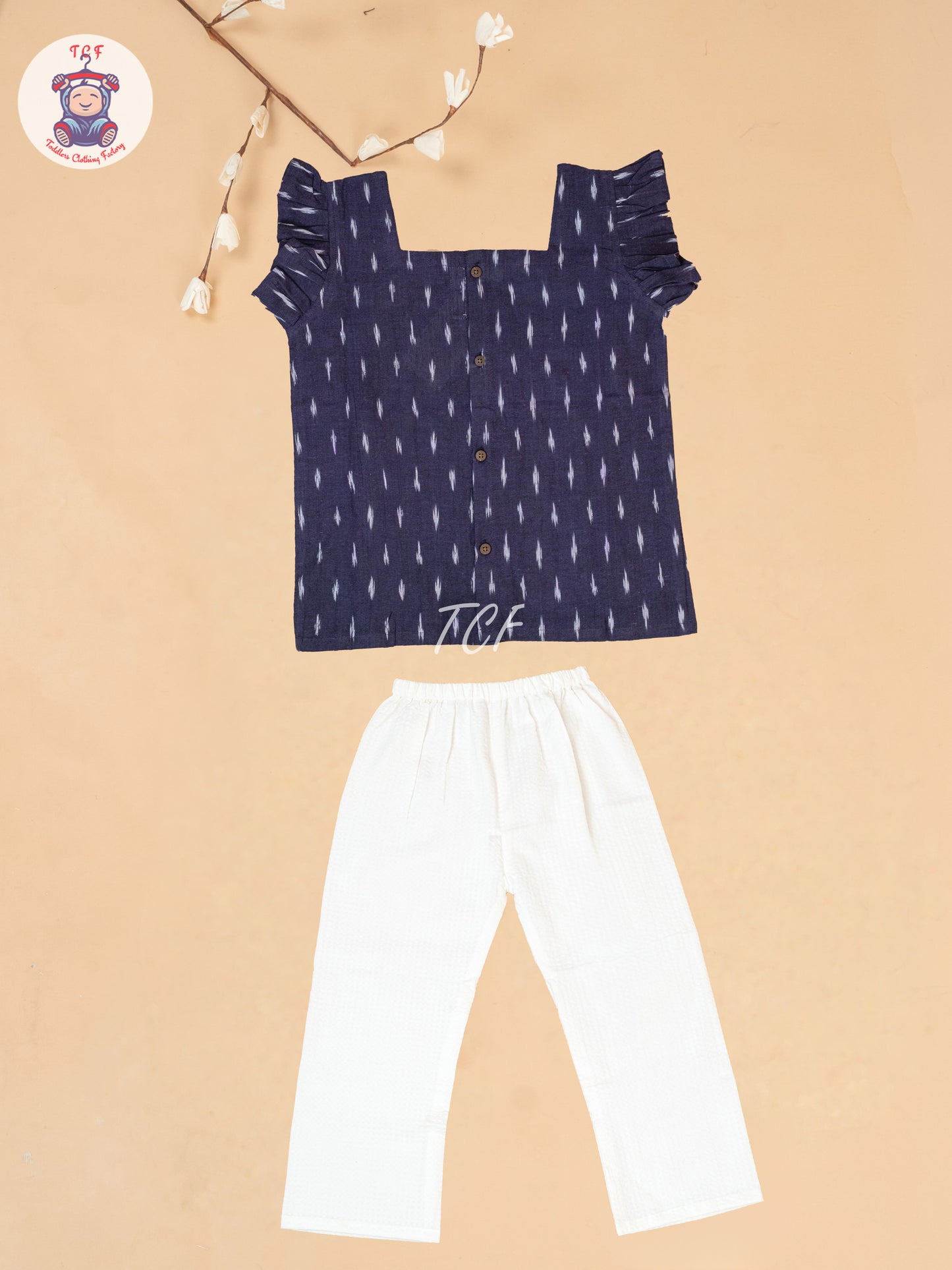 Purple & White - Girls Readymade Ikat Co-ords Sets