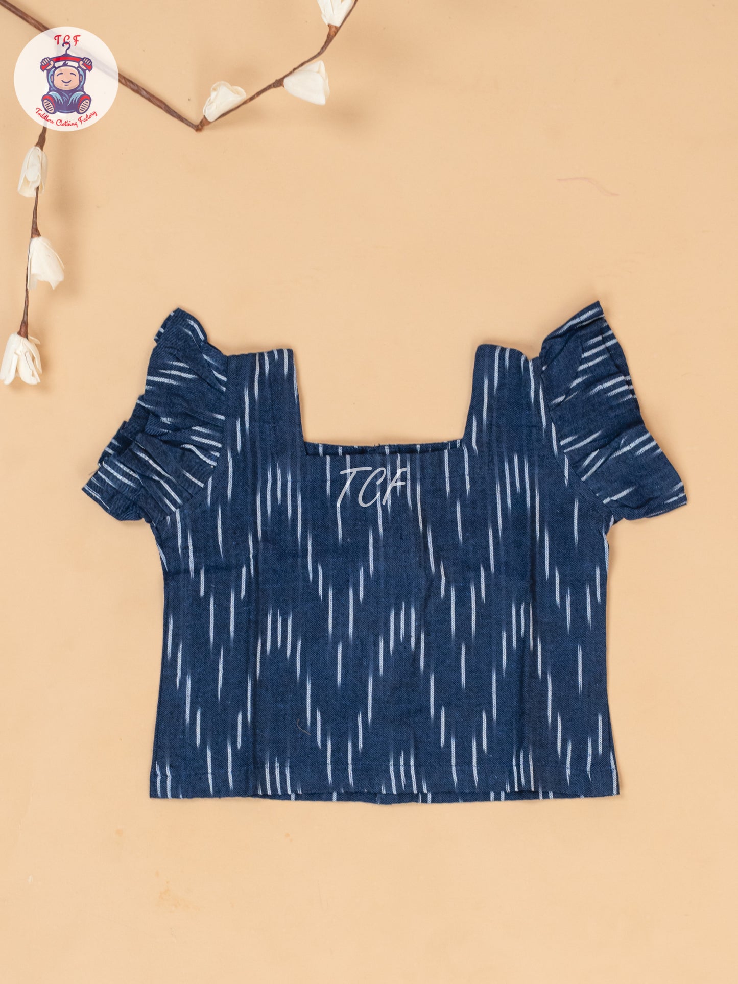 Navy Blue - Girls Readymade Ikat Pyjama Sets