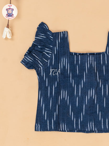 Navy Blue - Girls Readymade Ikat Pyjama Sets