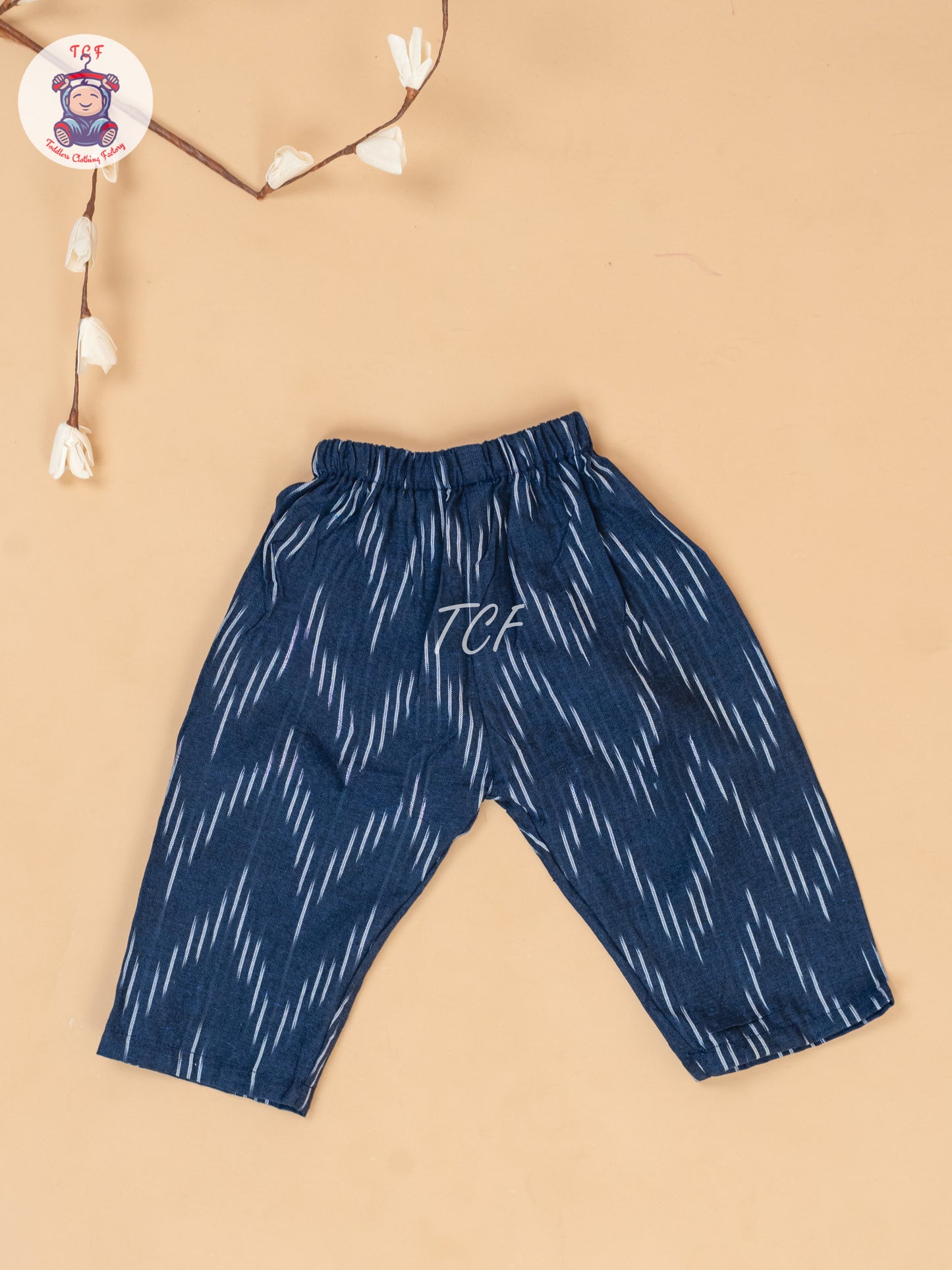 Navy Blue - Girls Readymade Ikat Pyjama Sets