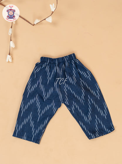 Navy Blue - Girls Readymade Ikat Pyjama Sets