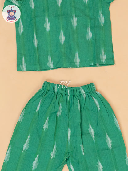 Green - Girls Readymade Ikat Pyjama Sets