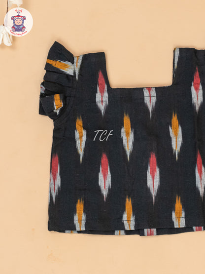 Black - Girls Readymade Ikat Pyjama Sets
