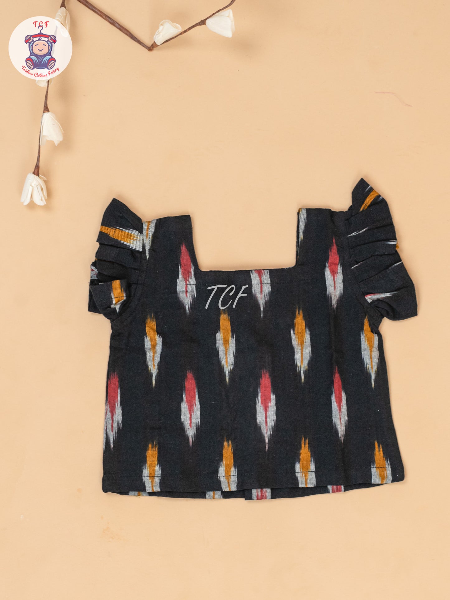 Black - Girls Readymade Ikat Pyjama Sets