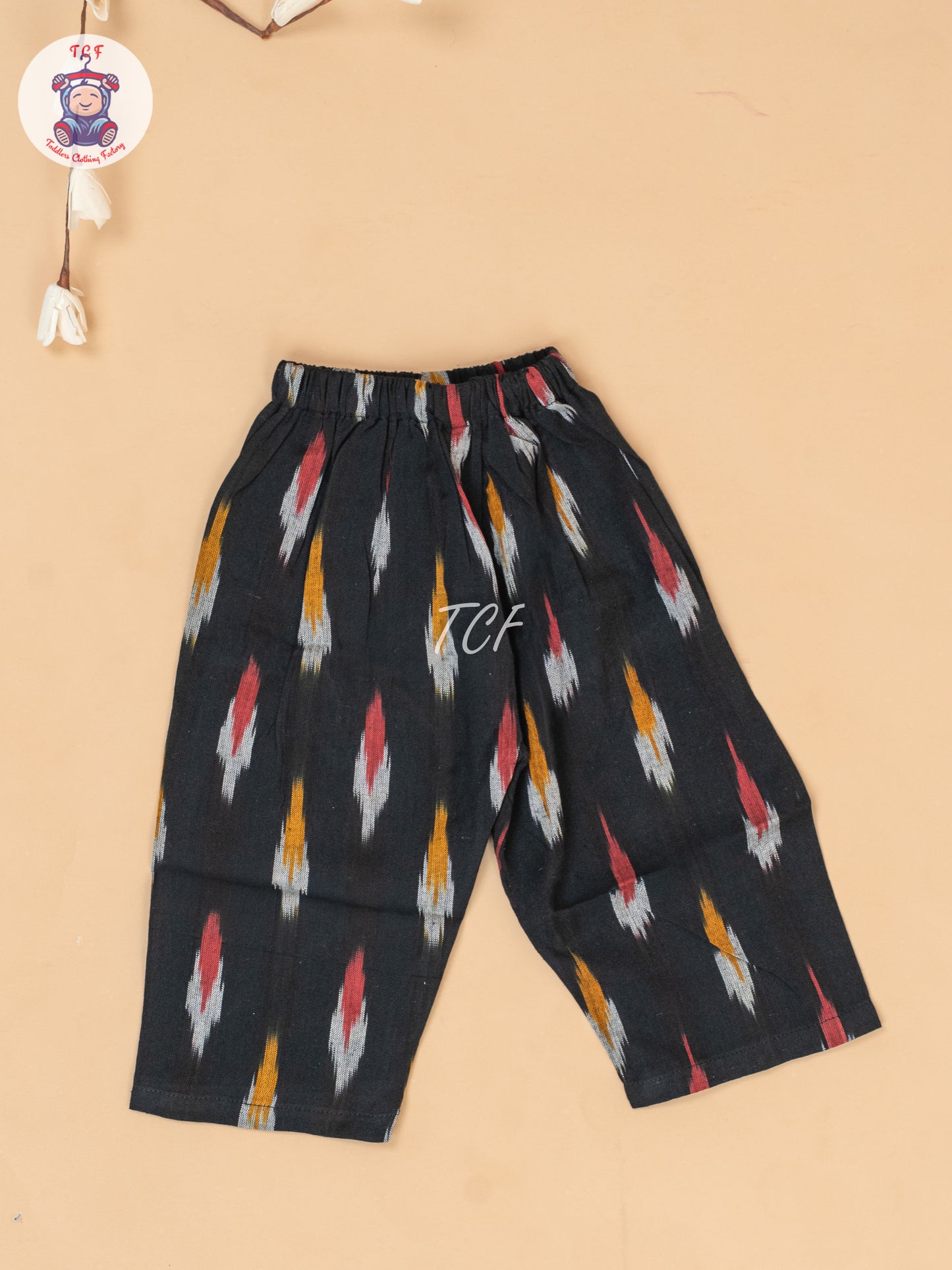 Black - Girls Readymade Ikat Pyjama Sets