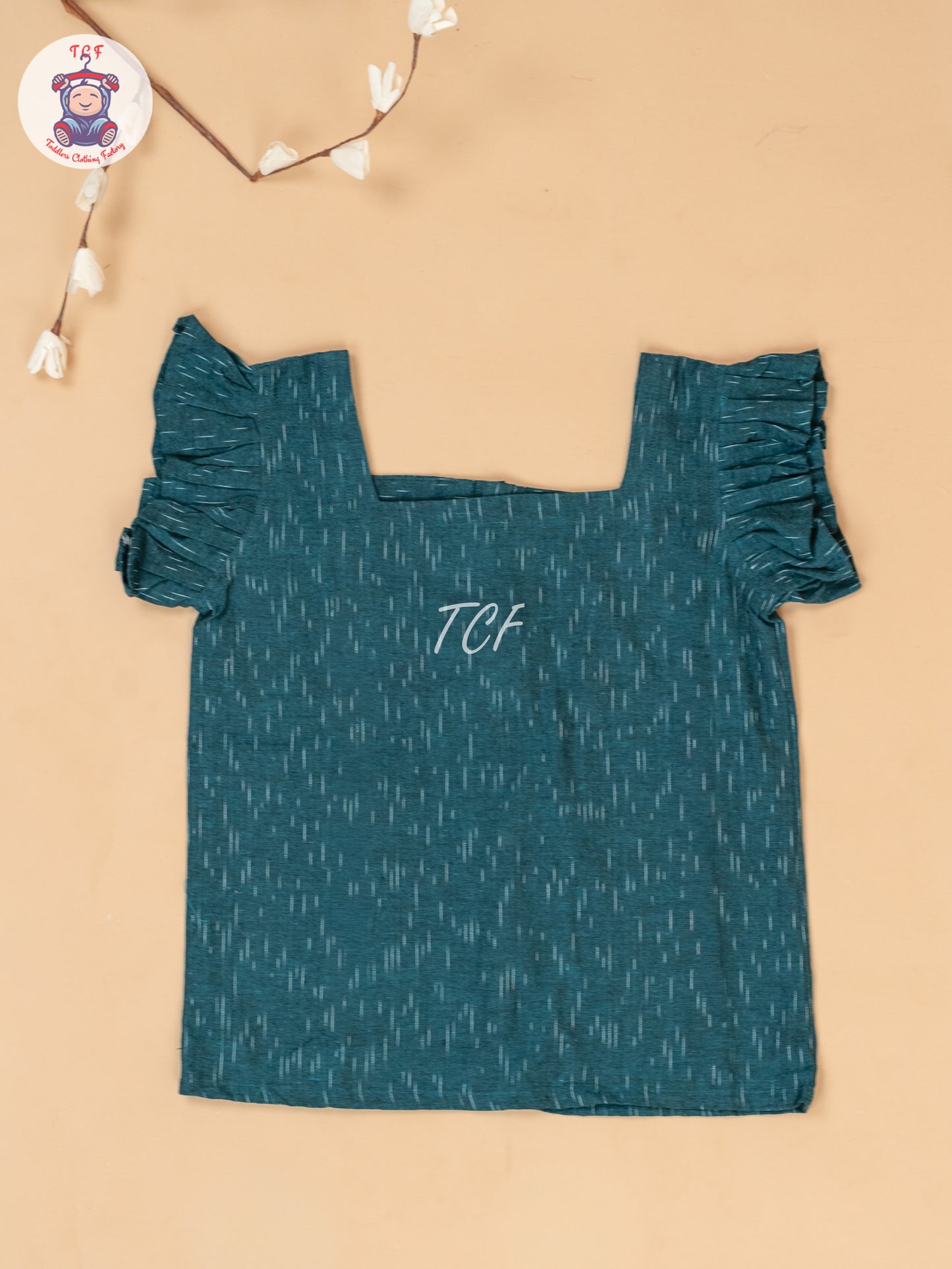 Teal Green & White - Girls Readymade Ikat Co-ords Sets