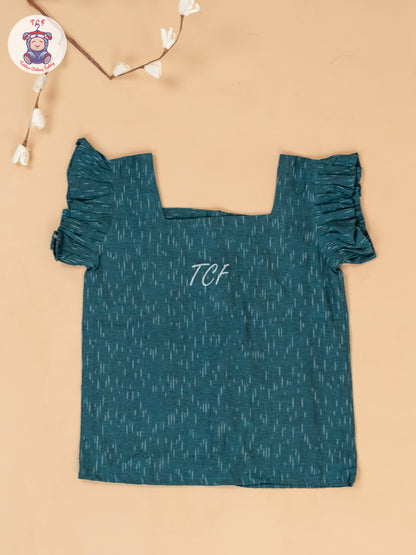 Teal Green & White - Girls Readymade Ikat Co-ords Sets