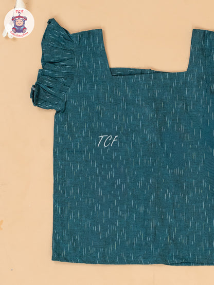 Teal Green & White - Girls Readymade Ikat Co-ords Sets