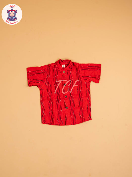 Red - Boys Readymade Ikat Shirt