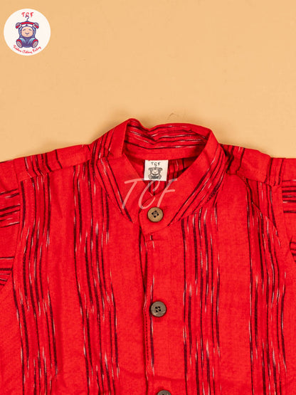 Red - Boys Readymade Ikat Shirt