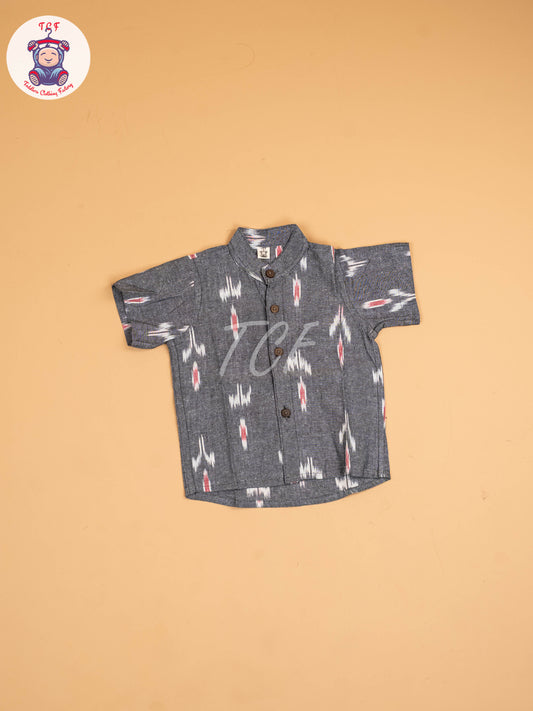 Grey & Pink - Boys Readymade Ikat Shirt