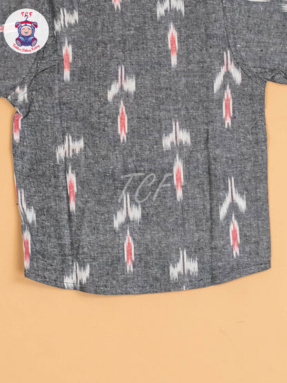 Grey & Pink - Boys Readymade Ikat Shirt