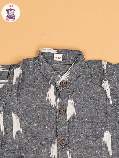 Grey - Boys Readymade Ikat Shirt