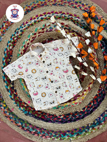 Pink Kitty - Boys Readymade Ikat Shirts