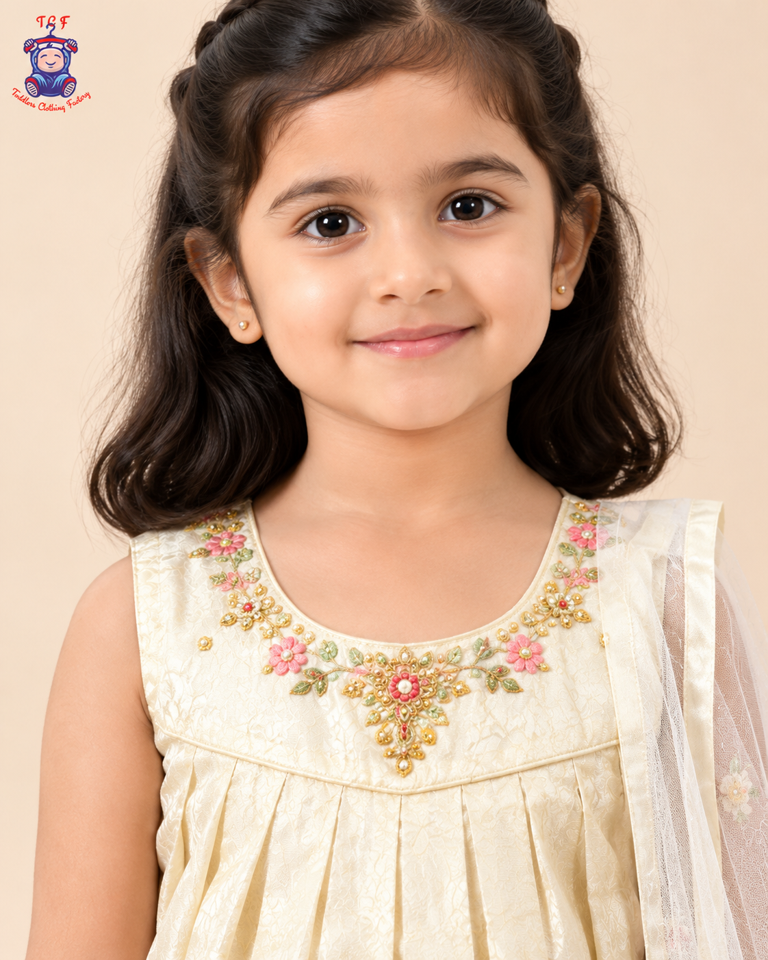 Ivory Floral - Embroidered Plazzo Set with Dupatta