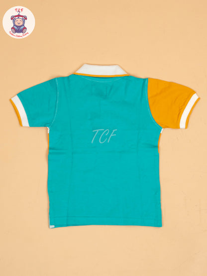 Green & White - Boys Readymade Collor T-Shirts