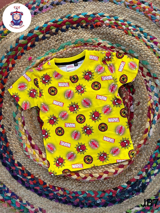 Yellow Spider Marvel - Boys Readymade T-Shirts