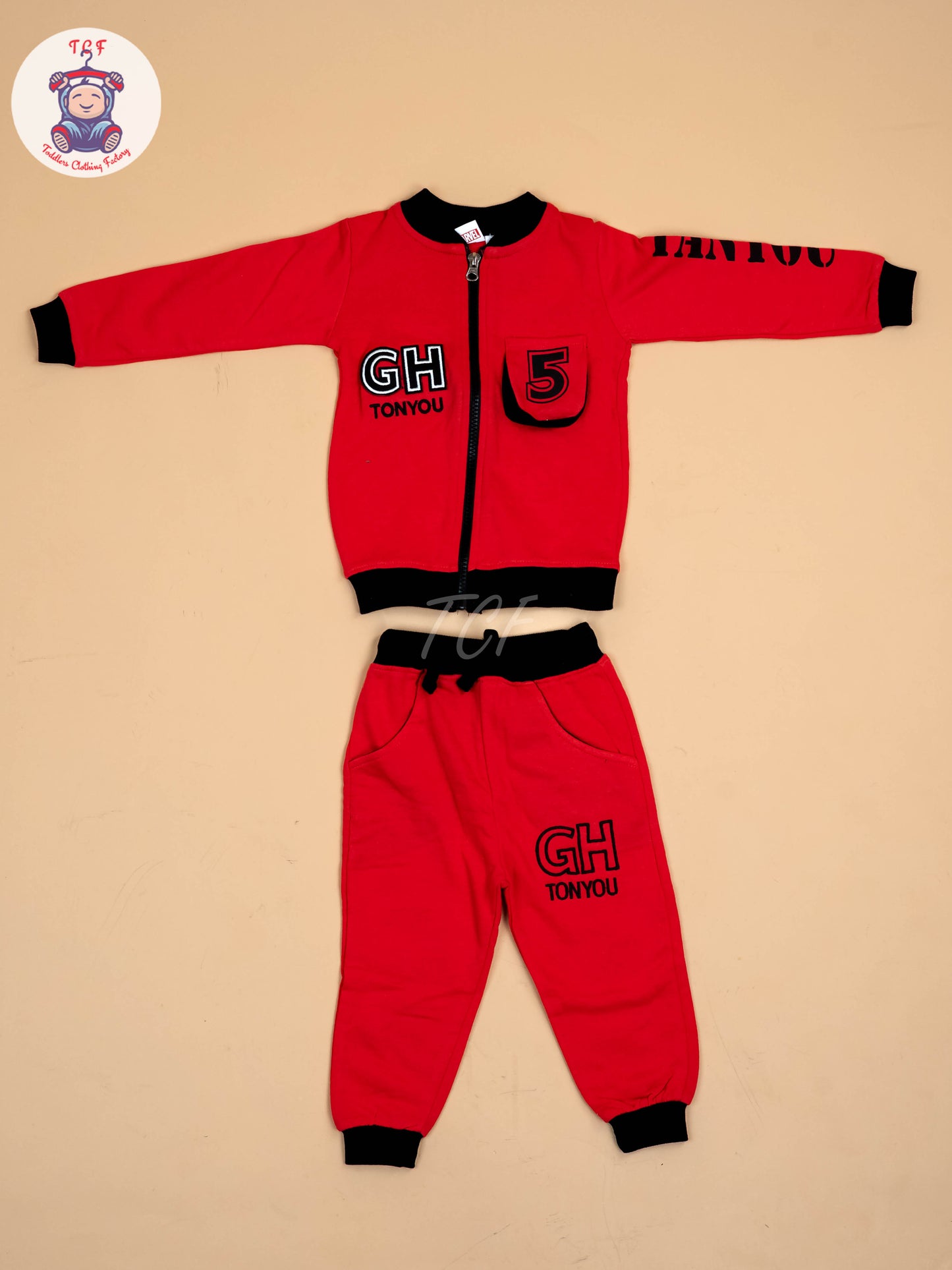 Red & Black Boys Joggers Sets