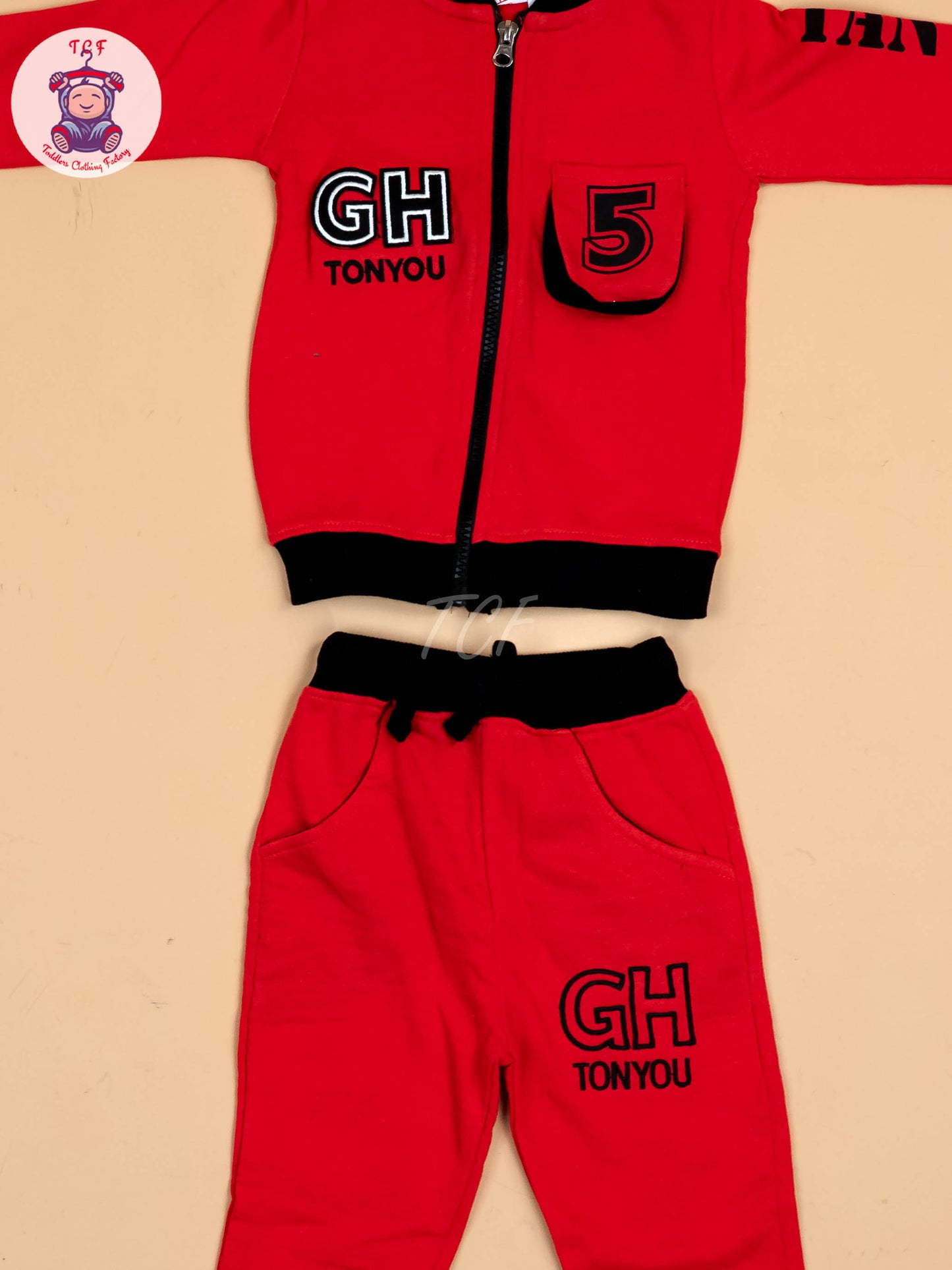 Red & Black Boys Joggers Sets