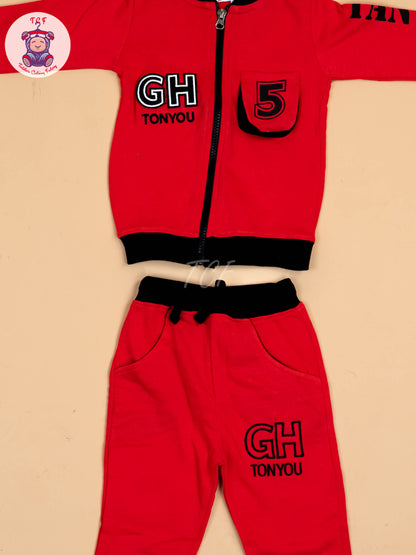 Red & Black Boys Joggers Sets