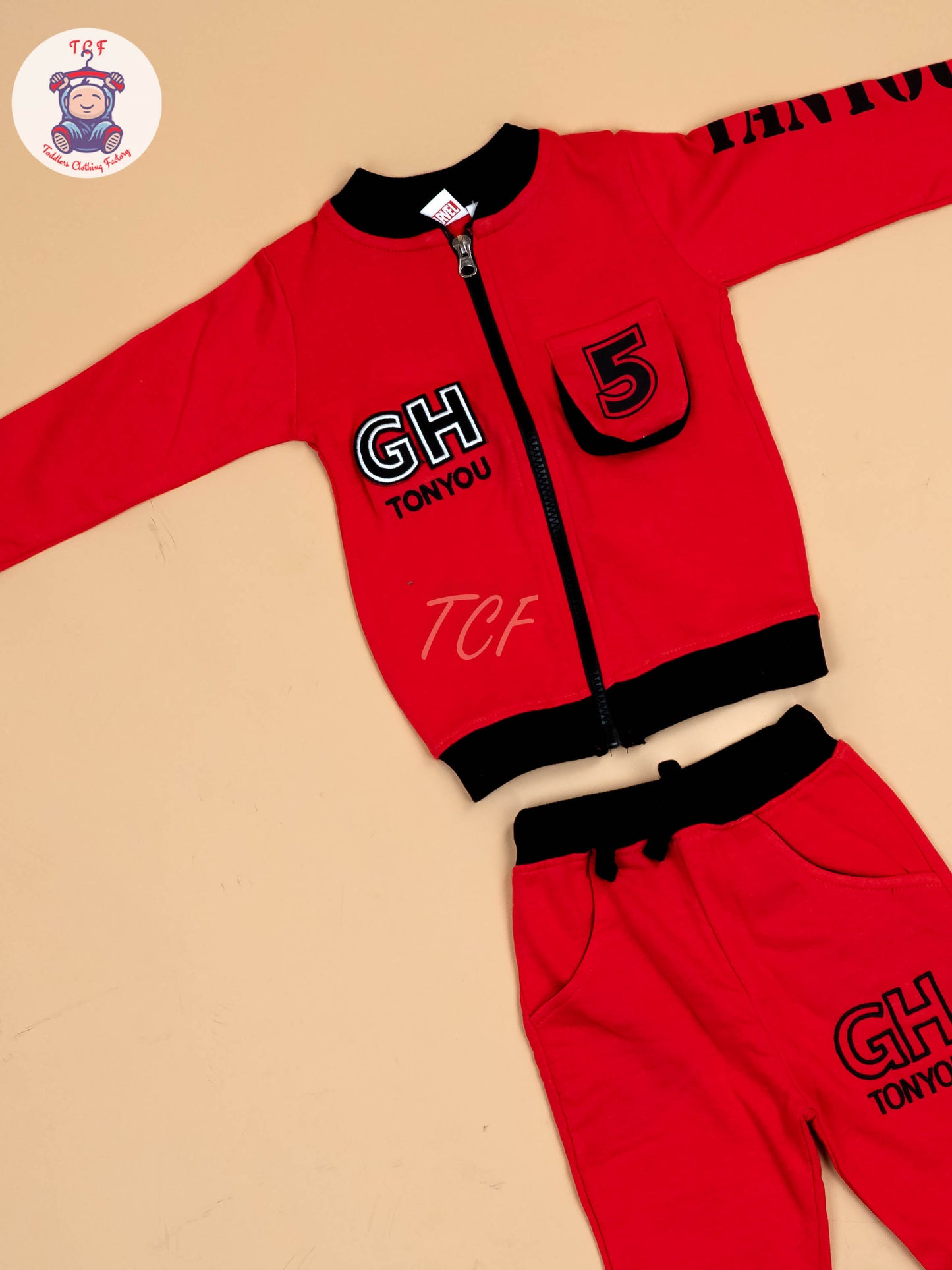 Red & Black Boys Joggers Sets