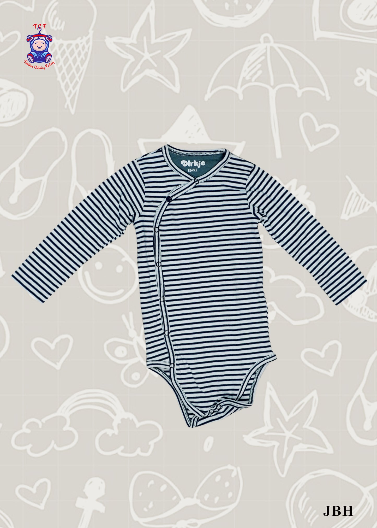 Navy Blue & White - Cotton Half Rompers