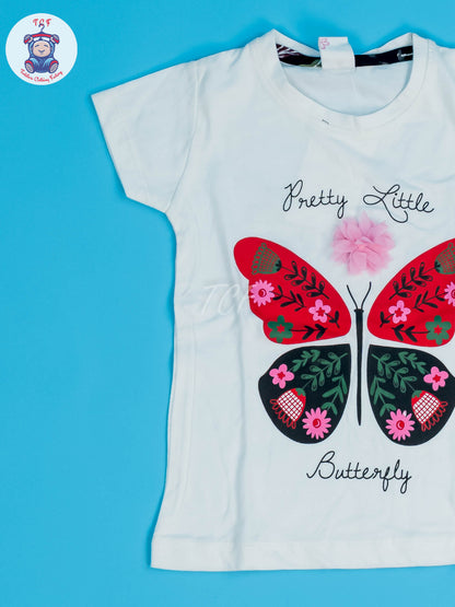 White & Black - Girls Floral Night Wear