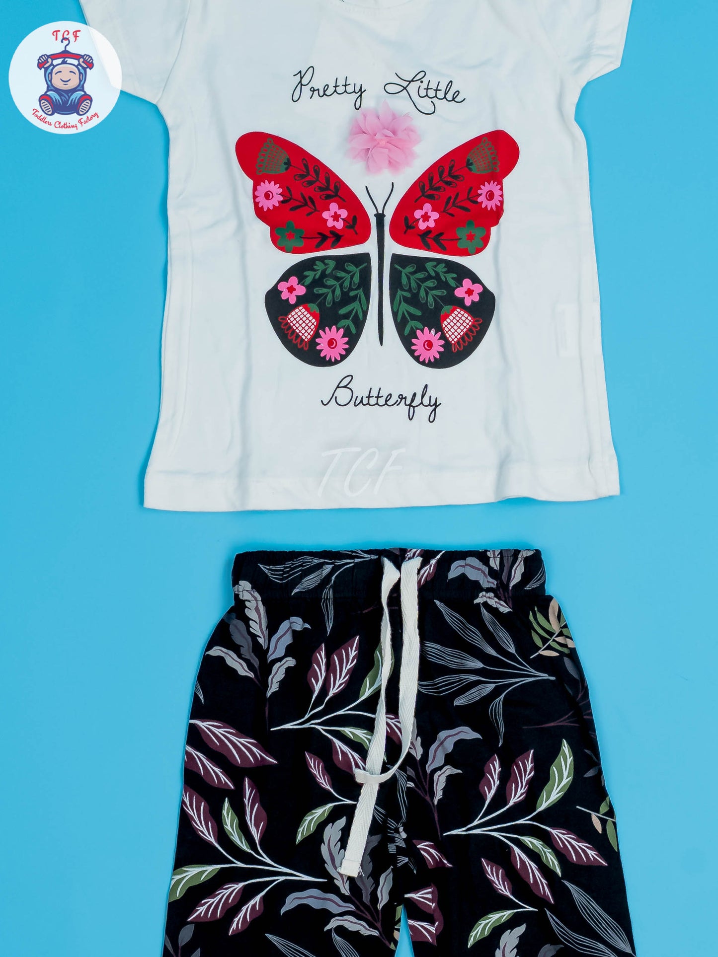 White & Black - Girls Floral Night Wear