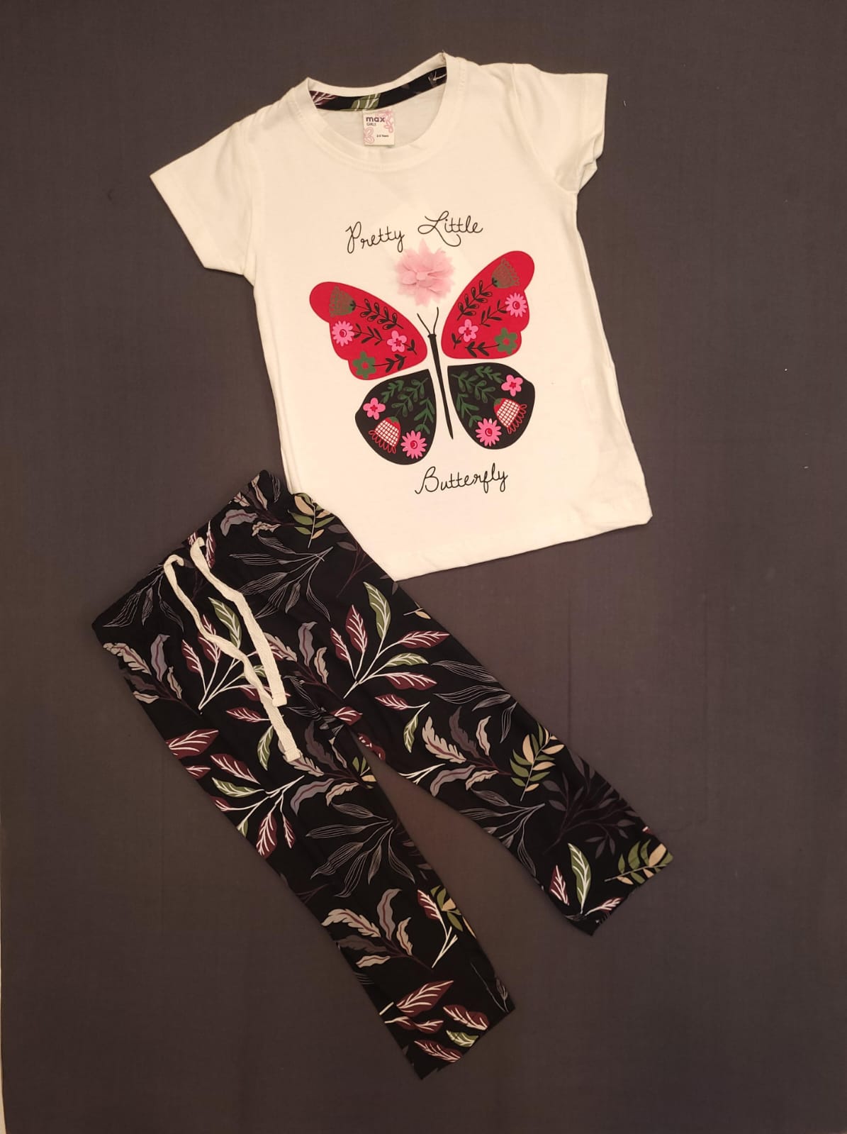 White & Black - Girls Floral Night Wear