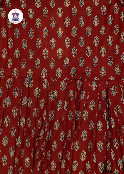 Maroon -  Girls Readymade Jaipuri Frocks