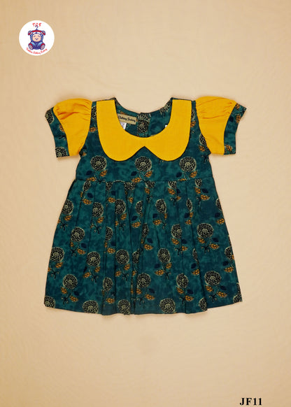 Green - Girls Readymade Pan Collor Jaipuri Frocks