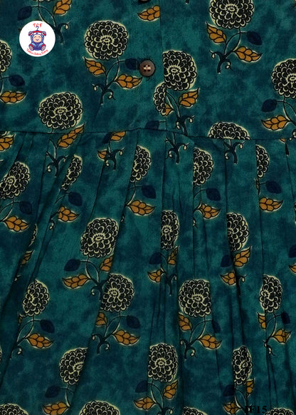 Green - Girls Readymade Pan Collor Jaipuri Frocks