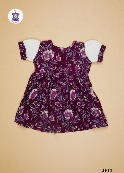Purple  - Girls Readymade Pan Collor Jaipuri Frocks