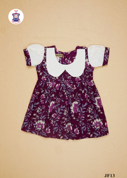 Purple  - Girls Readymade Pan Collor Jaipuri Frocks