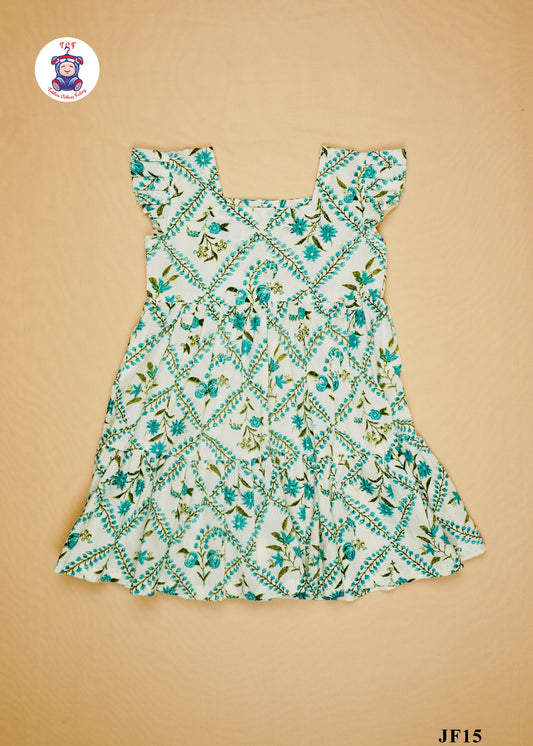 White - Girls Readymade Jaipuri Frocks