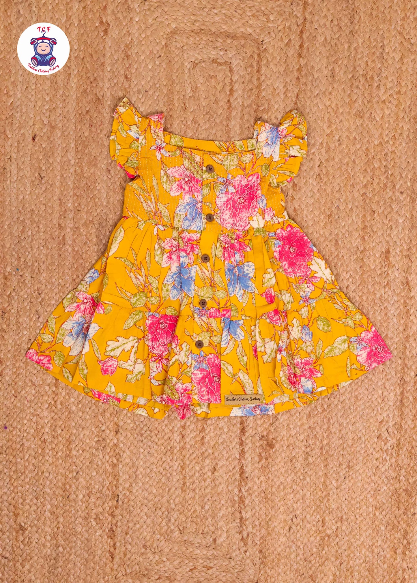 Yellow Hibiscus - Girls Readymade Jaipuri Frocks