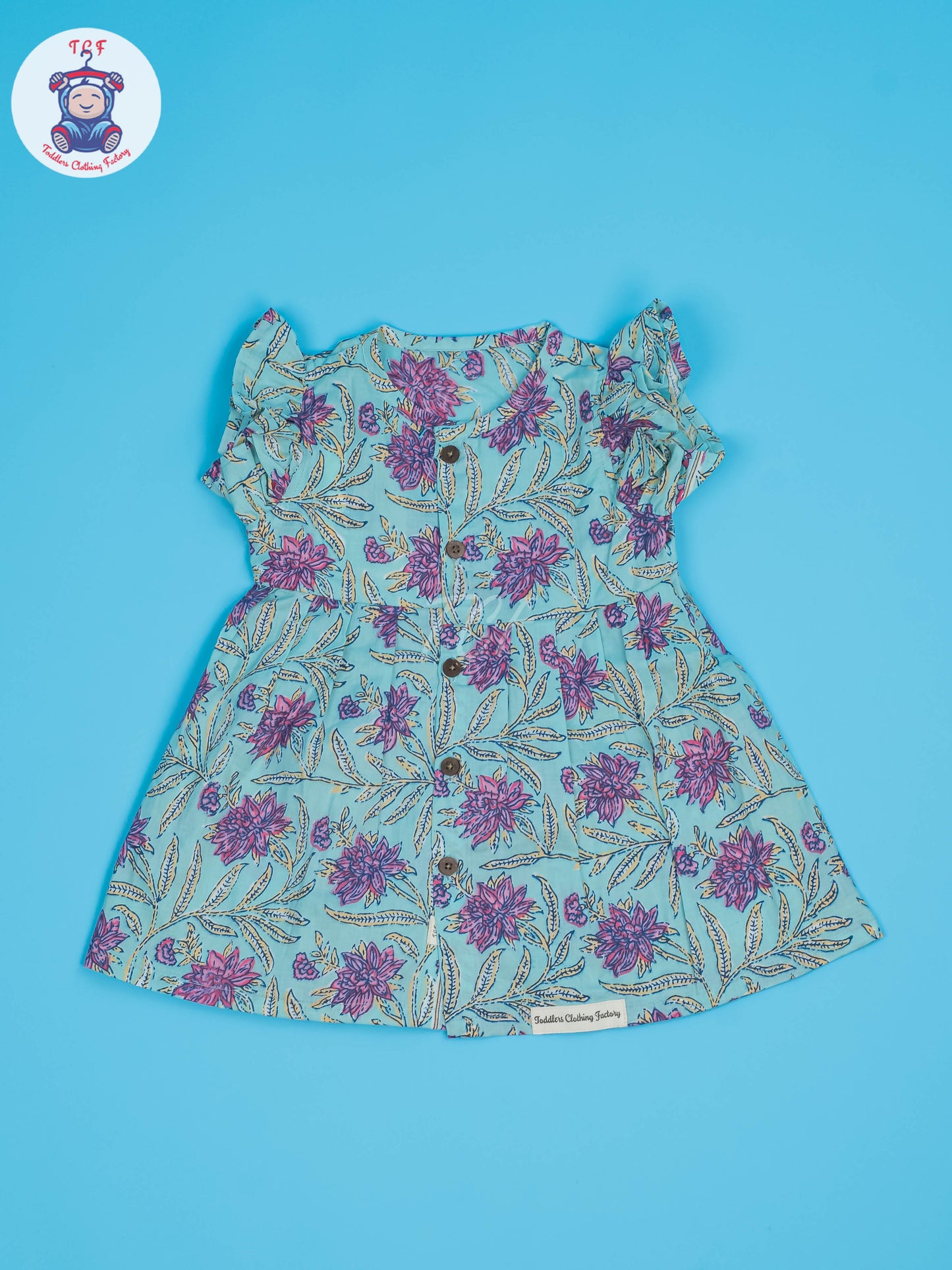 Lite Blue & Lavender Floral - Girls Readymade Jaipuri Cotton Frocks