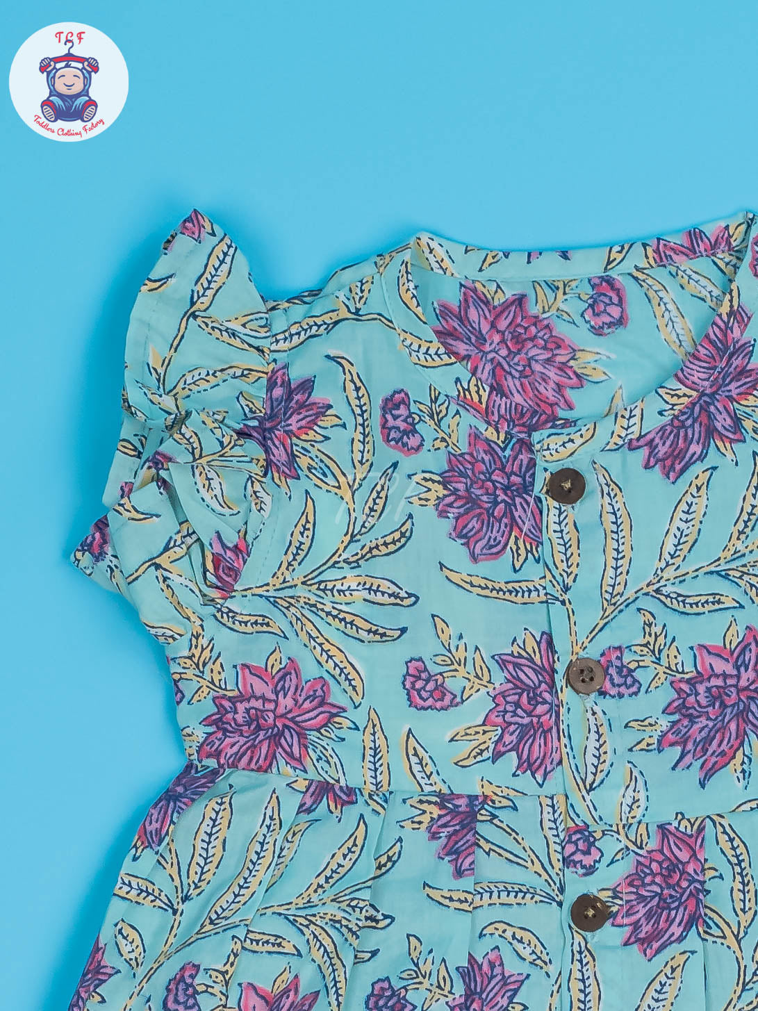 Lite Blue & Lavender Floral - Girls Readymade Jaipuri Cotton Frocks