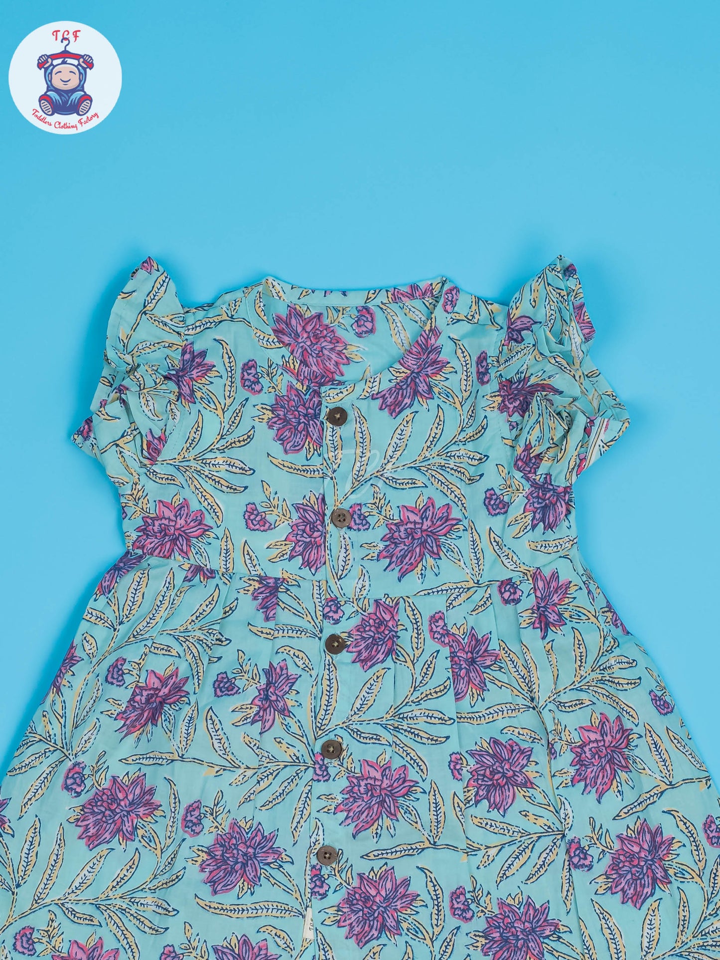 Lite Blue & Lavender Floral - Girls Readymade Jaipuri Cotton Frocks