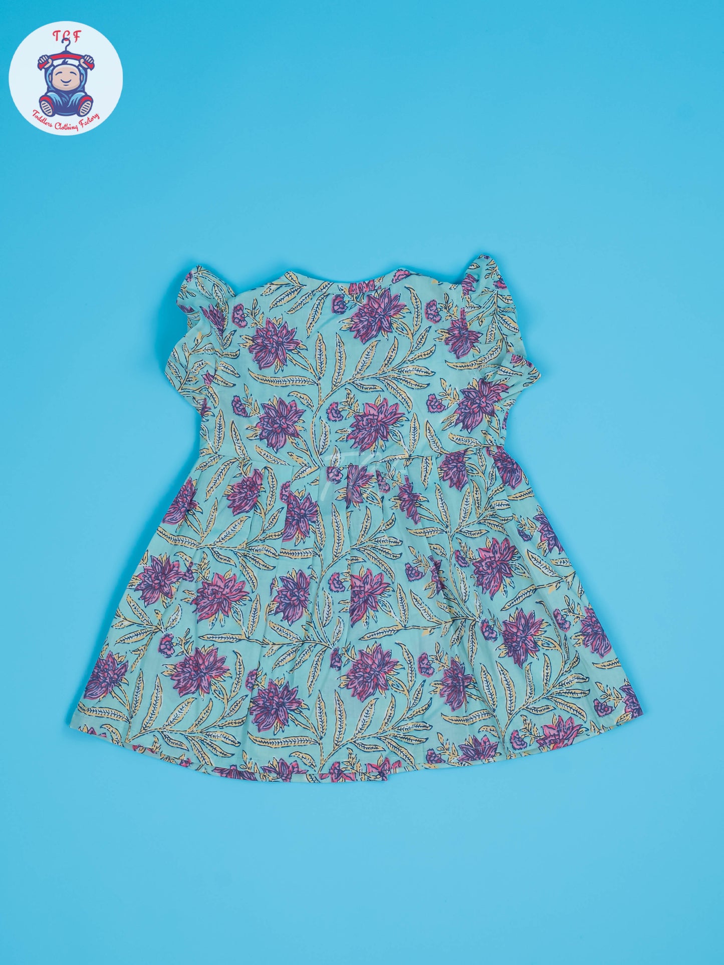 Lite Blue & Lavender Floral - Girls Readymade Jaipuri Cotton Frocks