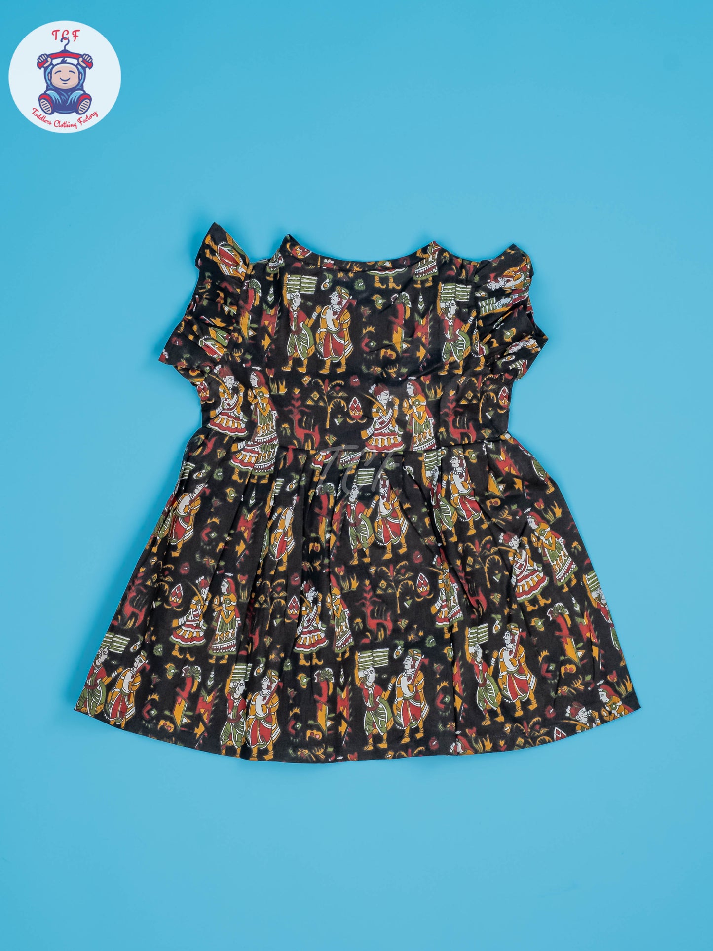 Black Dancing Doll - Girls Readymade Jaipuri Cotton Frocks