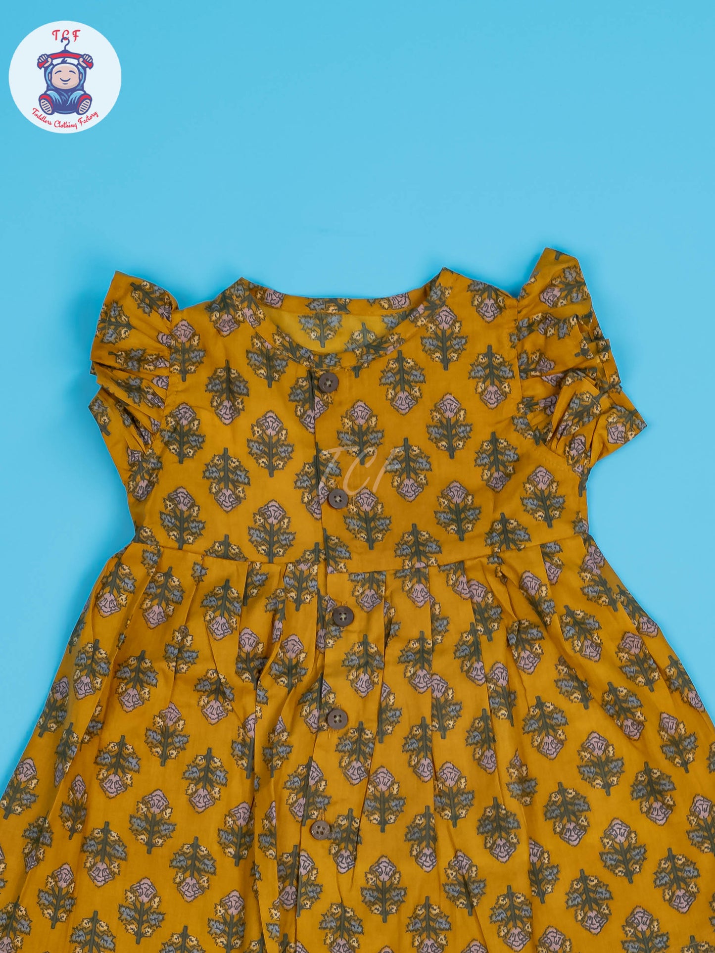 Mustard Floral - Girls Readymade Jaipuri Cotton Frocks