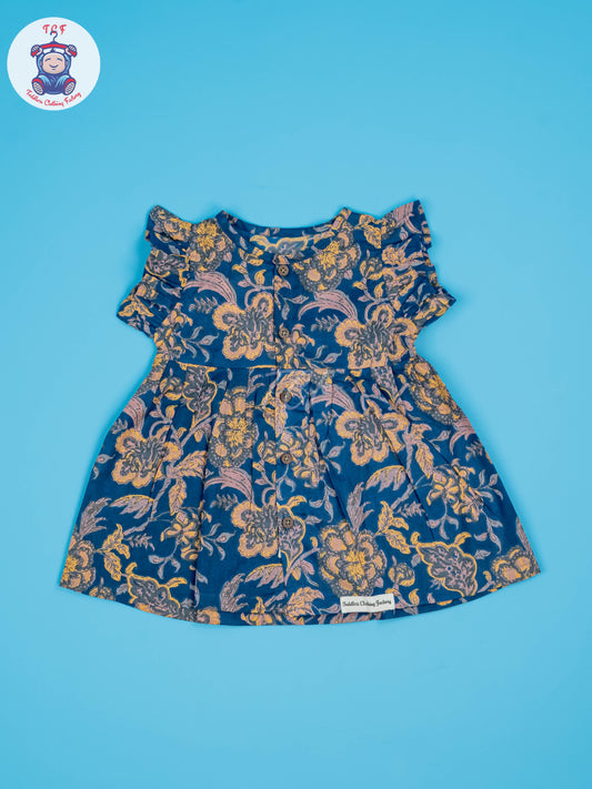 Blue Floral - Girls Readymade Jaipuri Cotton Frocks