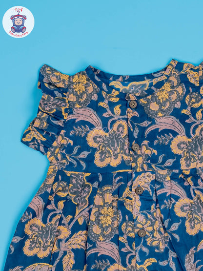 Blue Floral - Girls Readymade Jaipuri Cotton Frocks
