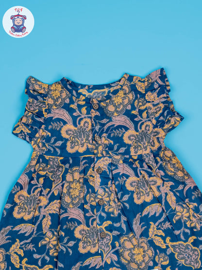 Blue Floral - Girls Readymade Jaipuri Cotton Frocks
